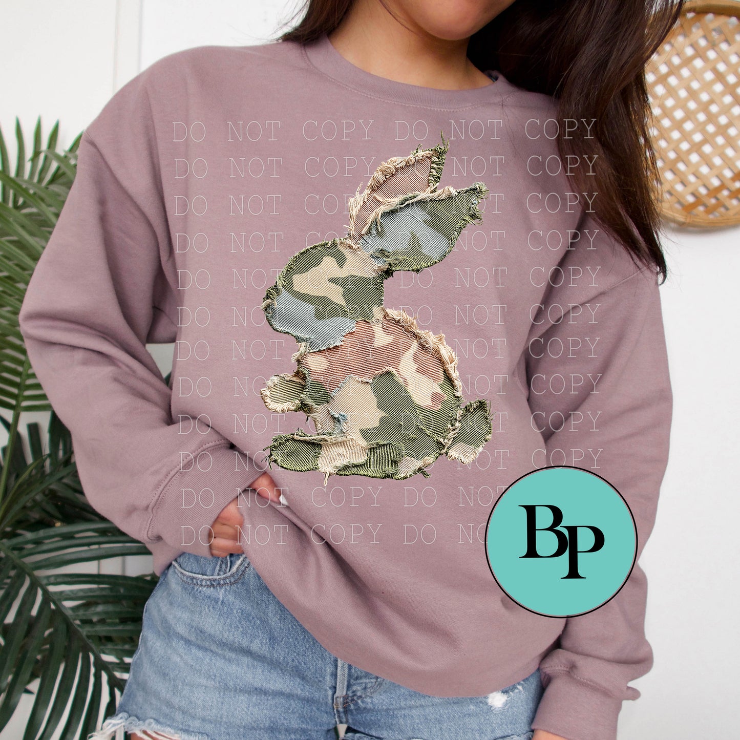 Camo Bunny Faux (fake) Applique design