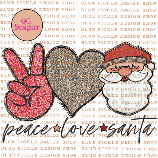 Peace Love Santa - DIGITAL DESIGN- INSTANT DOWNLOAD
