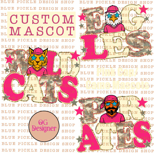 CUSTOM Pink Cap/Camo Mascot Design - DIGITAL DESIGN