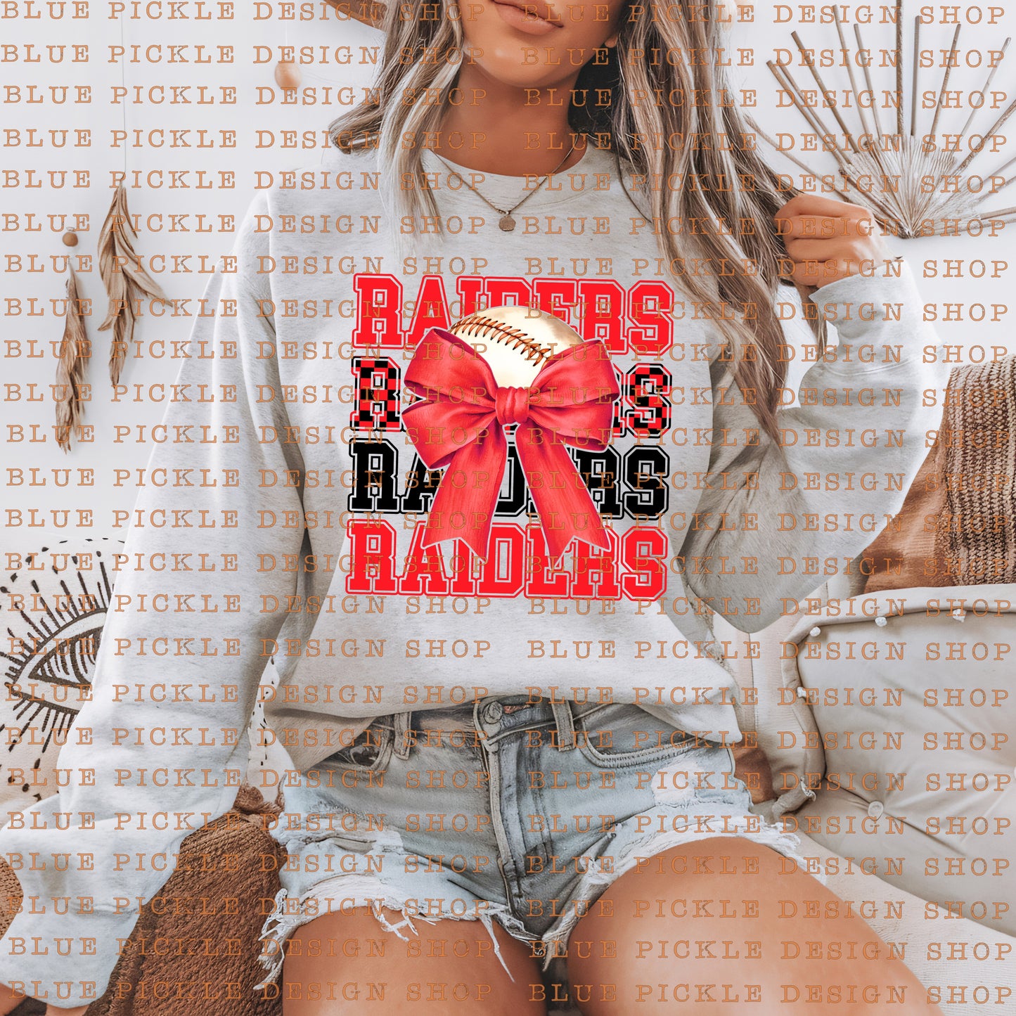 Custom Sports Ball - Mascot Bow/Checkered Tee