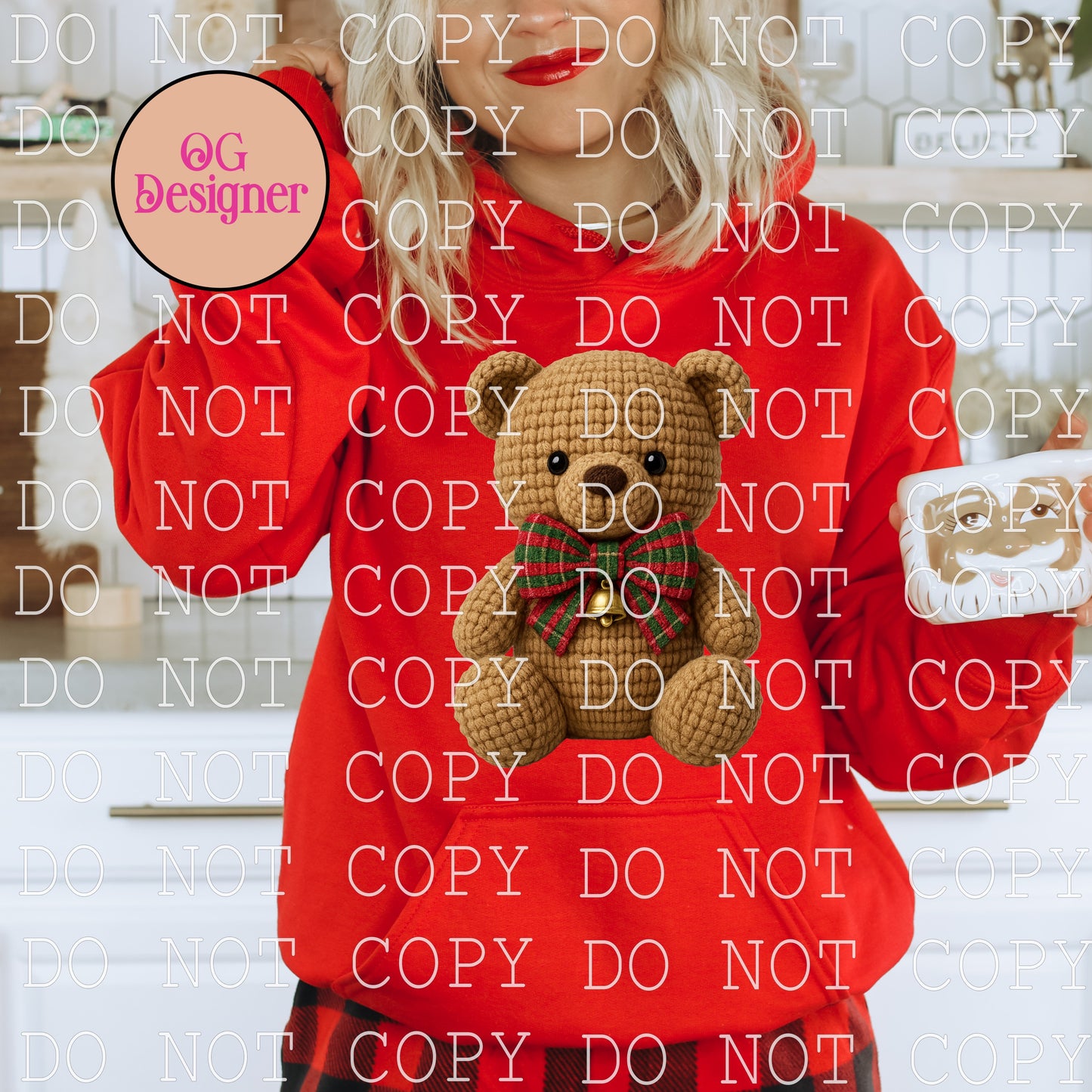 Faux Crochet Christmas Bear  -  DIGITAL DESIGN- INSTANT DOWNLOAD