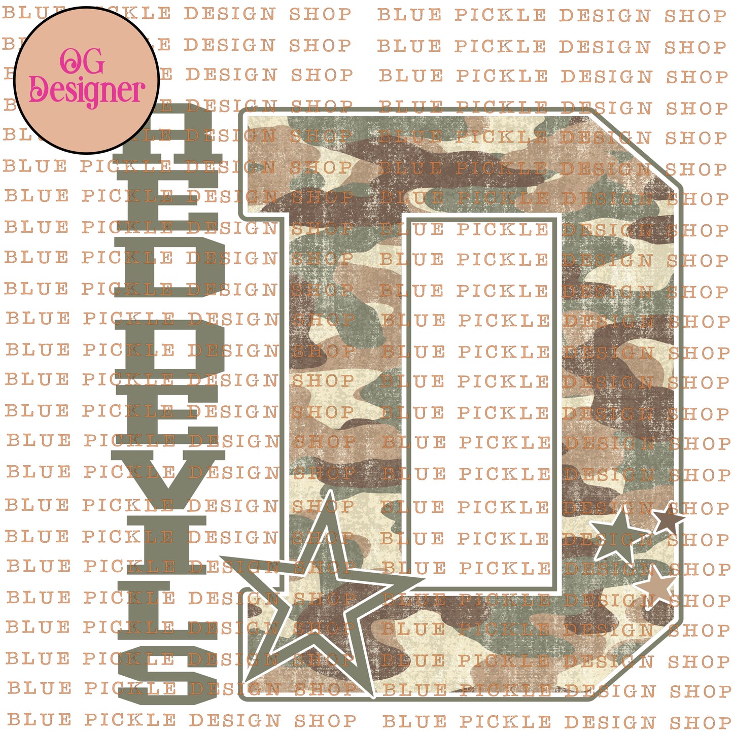 CUSTOM Camo Gameday Letter Mascot - DIGITAL DESIGN