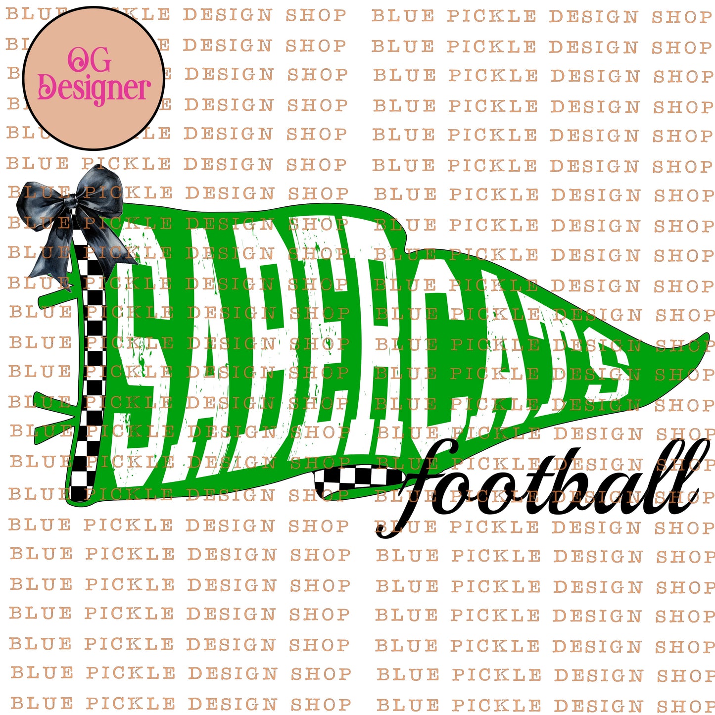 Sabercats Pennant Flag - Green - DIGITAL DESIGN- INSTANT DOWNLOAD