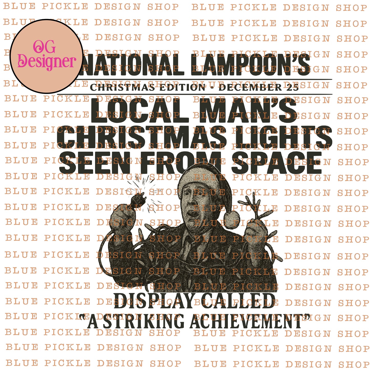 Christmas Newspaper Headlines : Lampoons Space Lights -  DIGITAL DESIGN- INSTANT DOWNLOAD
