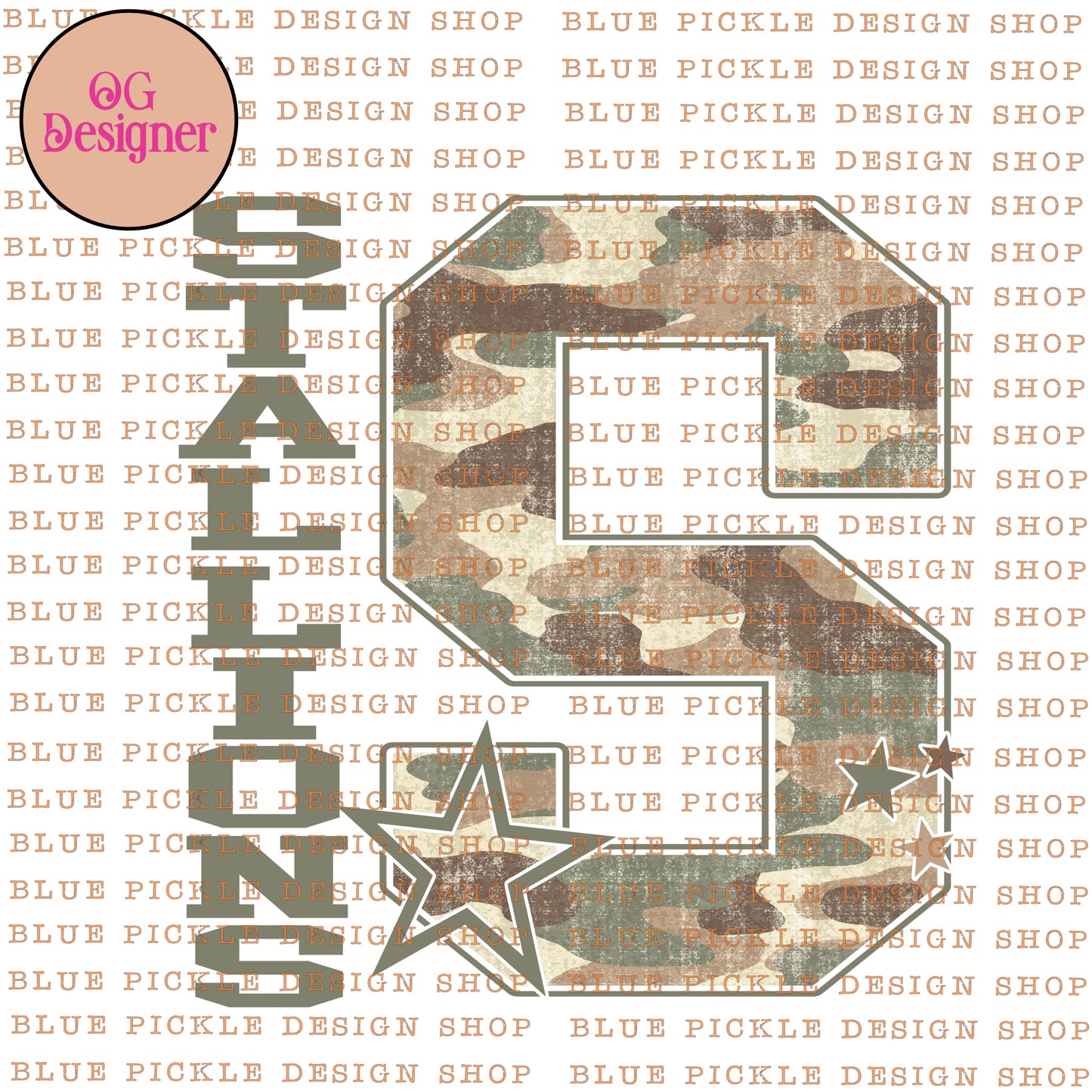 CUSTOM Camo Gameday Letter Mascot - DIGITAL DESIGN