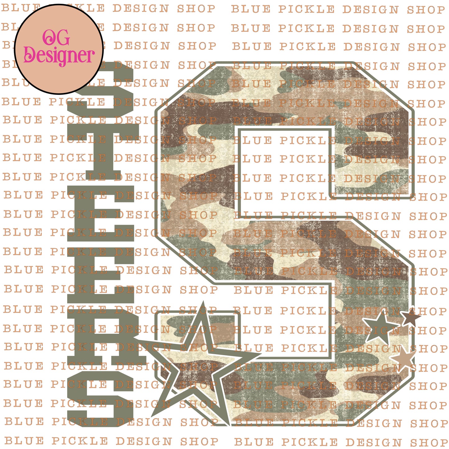 CUSTOM Camo Gameday Letter Mascot - DIGITAL DESIGN
