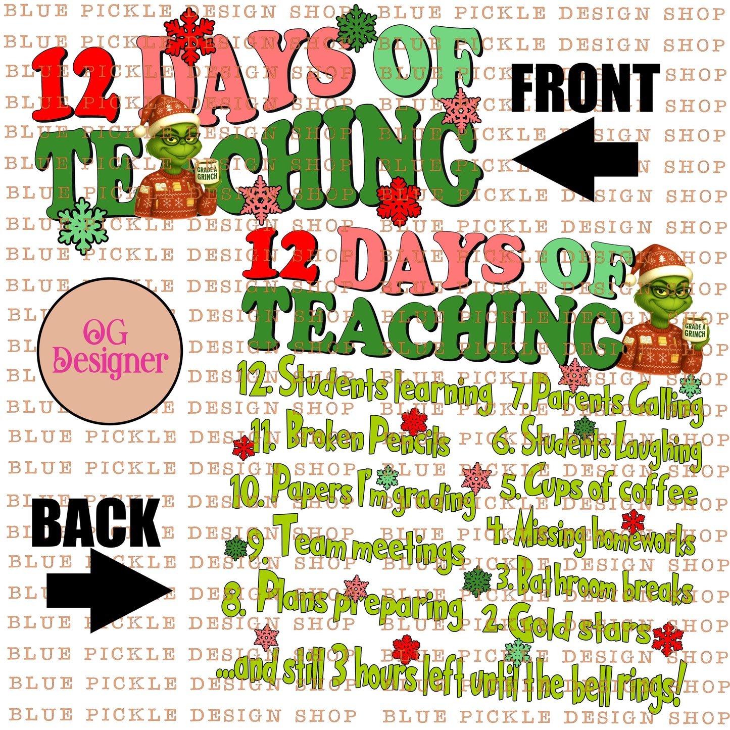 12 Days of Teaching Christmas -  DIGITAL DESIGN- INSTANT DOWNLOAD