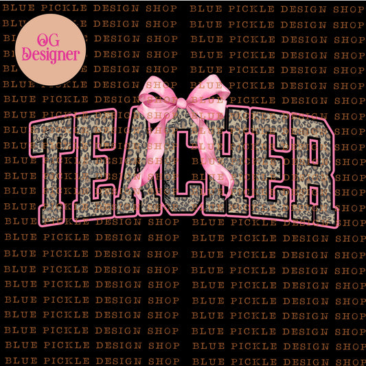 Teacher Pink Leopard  - DIGITAL DESIGN- INSTANT DOWNLOAD