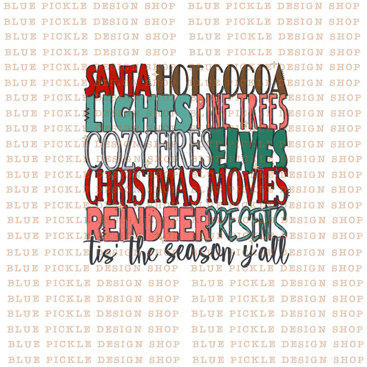 Tis The Season Y'all (and no y'all) -  DIGITAL DESIGN- INSTANT DOWNLOAD