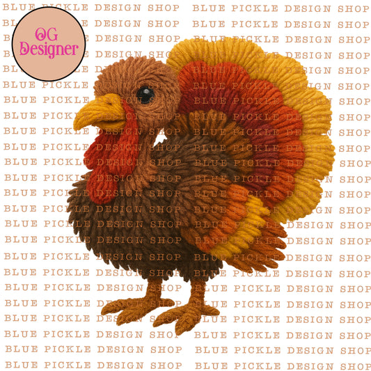 Turkey  (realistic, faux *FAKE* yarn look) -  DIGITAL DESIGN- INSTANT DOWNLOAD