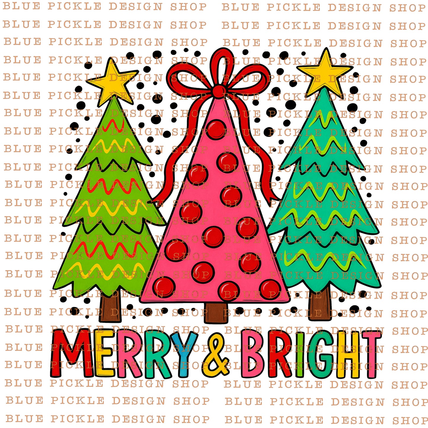 Merry and Bright -  DIGITAL DESIGN- INSTANT DOWNLOAD