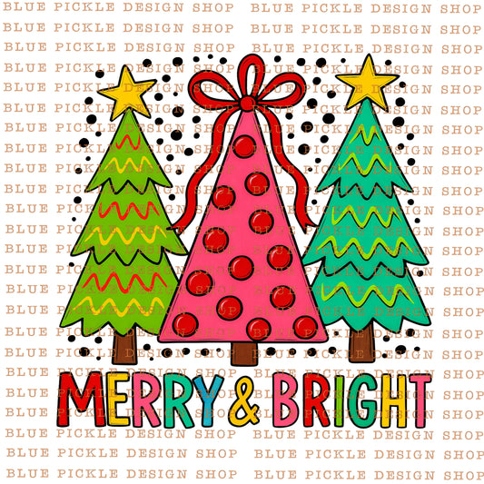 Merry and Bright -  DIGITAL DESIGN- INSTANT DOWNLOAD