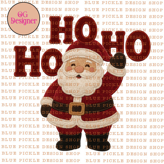 Ho Ho Ho Faux (fake)  Velvet Santa -  DIGITAL DESIGN- INSTANT DOWNLOAD