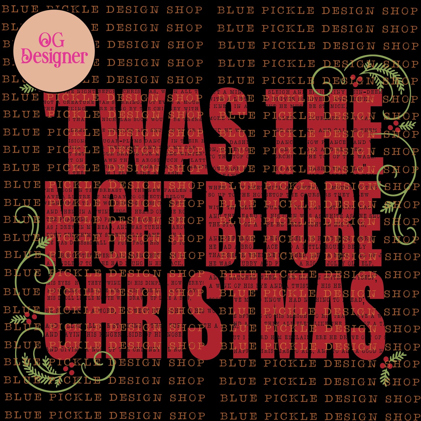 'Twas The Night Before Christmas Story  -  DIGITAL DESIGN- INSTANT DOWNLOAD