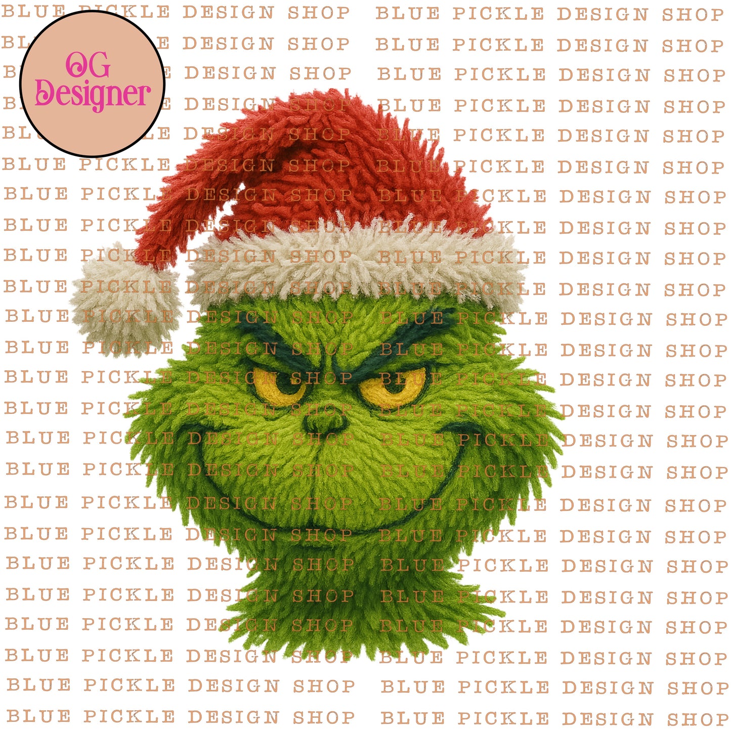 Grumpy Green Chrismtas Yarn Monster (realistic, faux yarn look) -  DIGITAL DESIGN- INSTANT DOWNLOAD