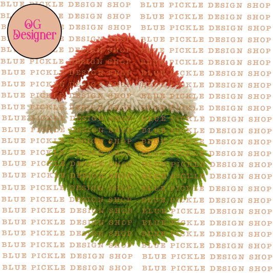 Grumpy Green Chrismtas Yarn Monster (realistic, faux yarn look) -  DIGITAL DESIGN- INSTANT DOWNLOAD
