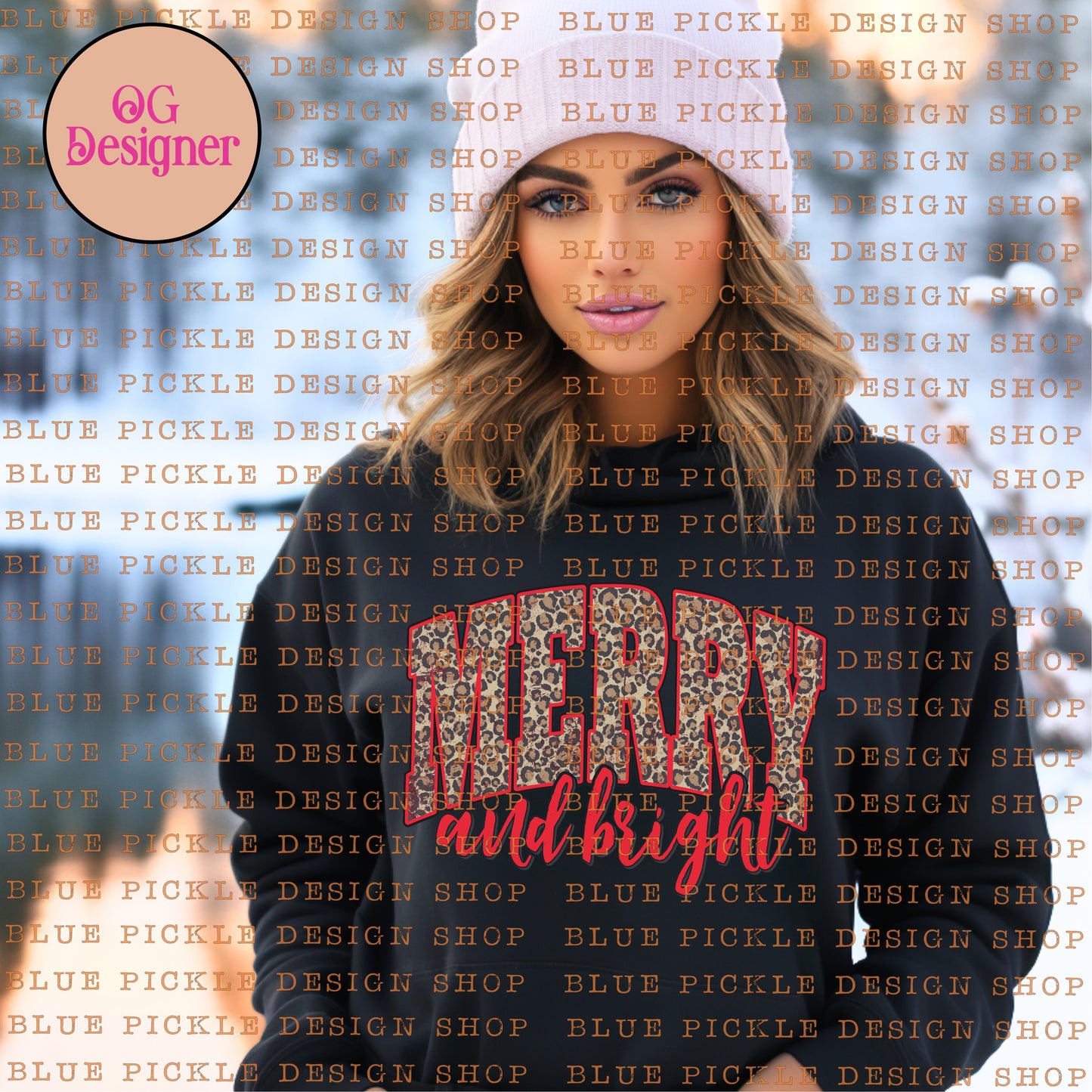 Merry and Bright Leopard - DIGITAL DESIGN- INSTANT DOWNLOAD