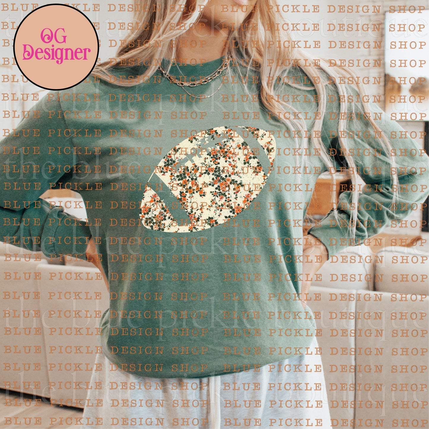 Football Fall Floral - DIGITAL DESIGN- INSTANT DOWNLOAD