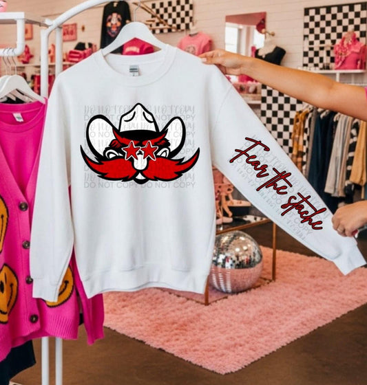 RR ~ Fear The Stache sleeve sweatshirt